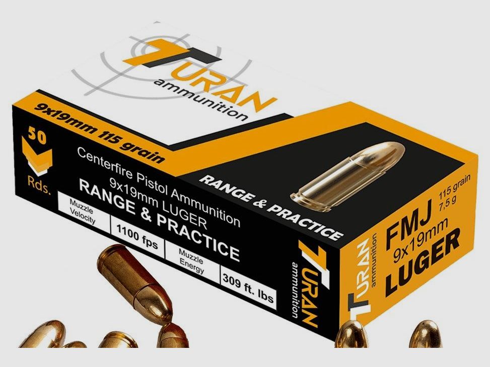 Munitions pour pistolet 9X19MM TURAN RANGE&PRAC 115GR/7,5G