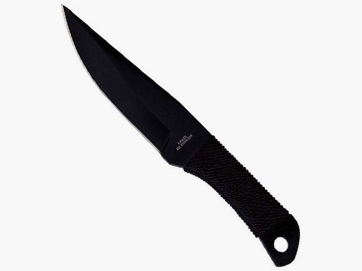 Wurfmesser schwarz, Kordelgriff asymmetrische Klinge