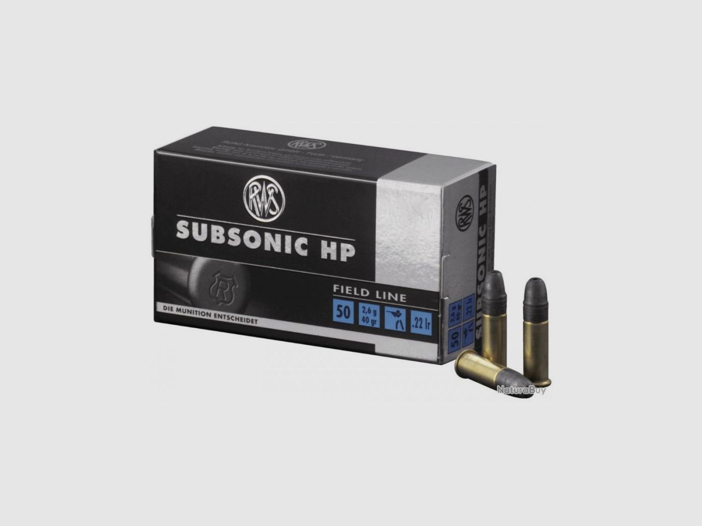 MUNITION RWS 22 LR SUBSONIC HP PACKUNG MIT 50