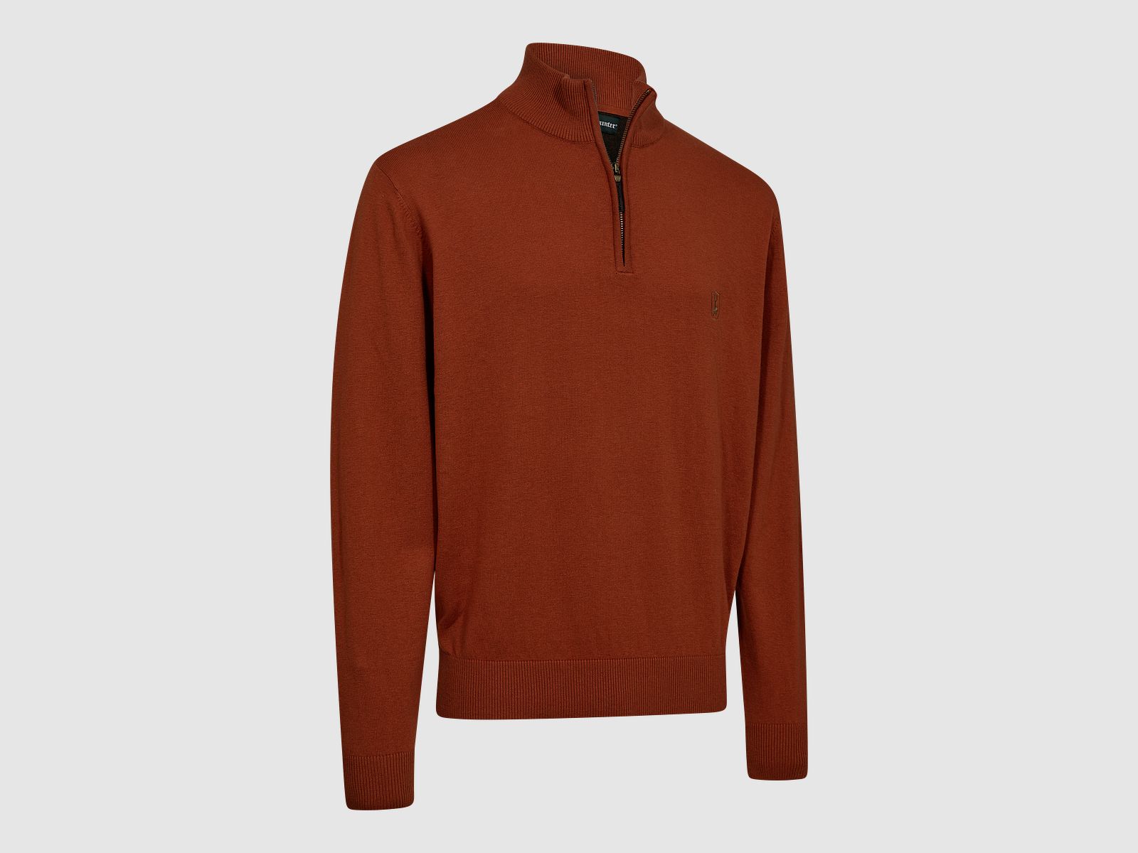 Deerhunter Harrington 1/2-Zip Brei Sweater Heren Eik Rust Melange L