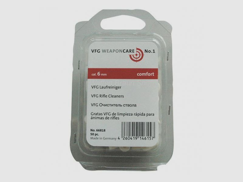 VFG Laufreiniger "comfort" für Langwaffen 6mm . Die Laufreiniger bestehen aus reinem Merino-Woll