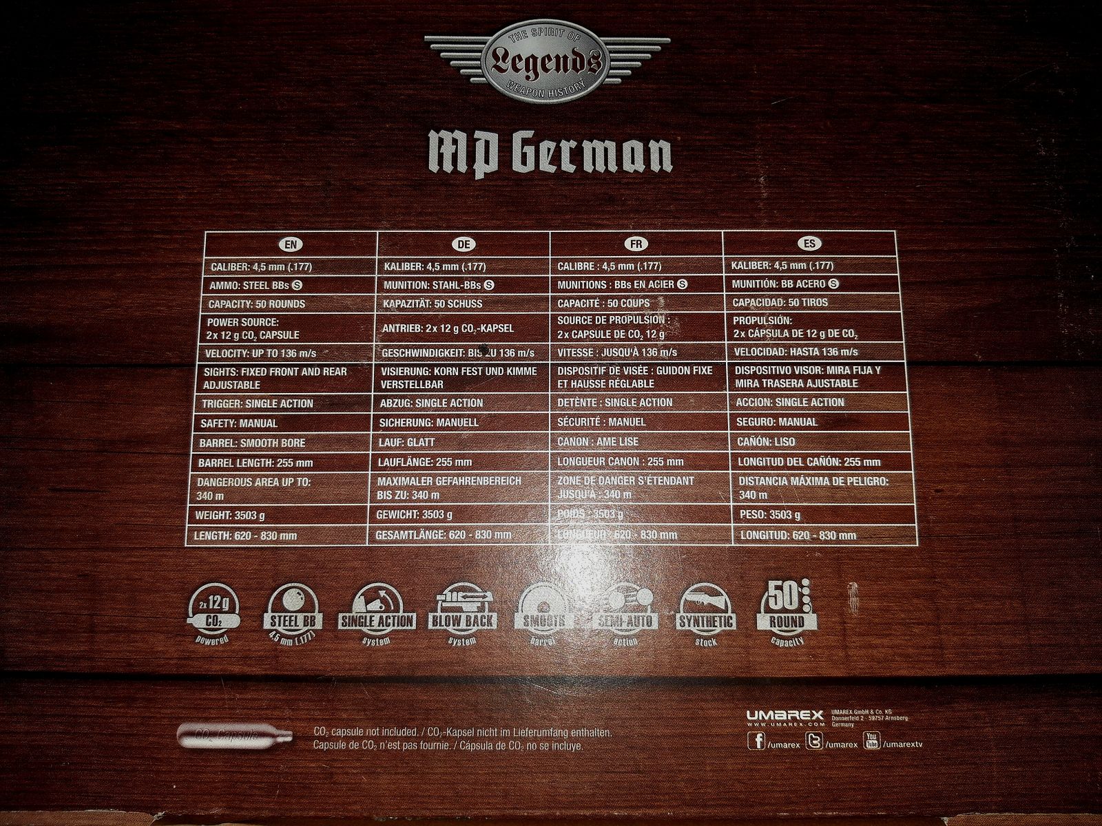 Legends MP 40 German Legacy Edition - 4,5 mm Stahl BB Co2 - Inklusive Echtleder Tragegurt und 4000 Stahl BBs, Bild 7 von 7