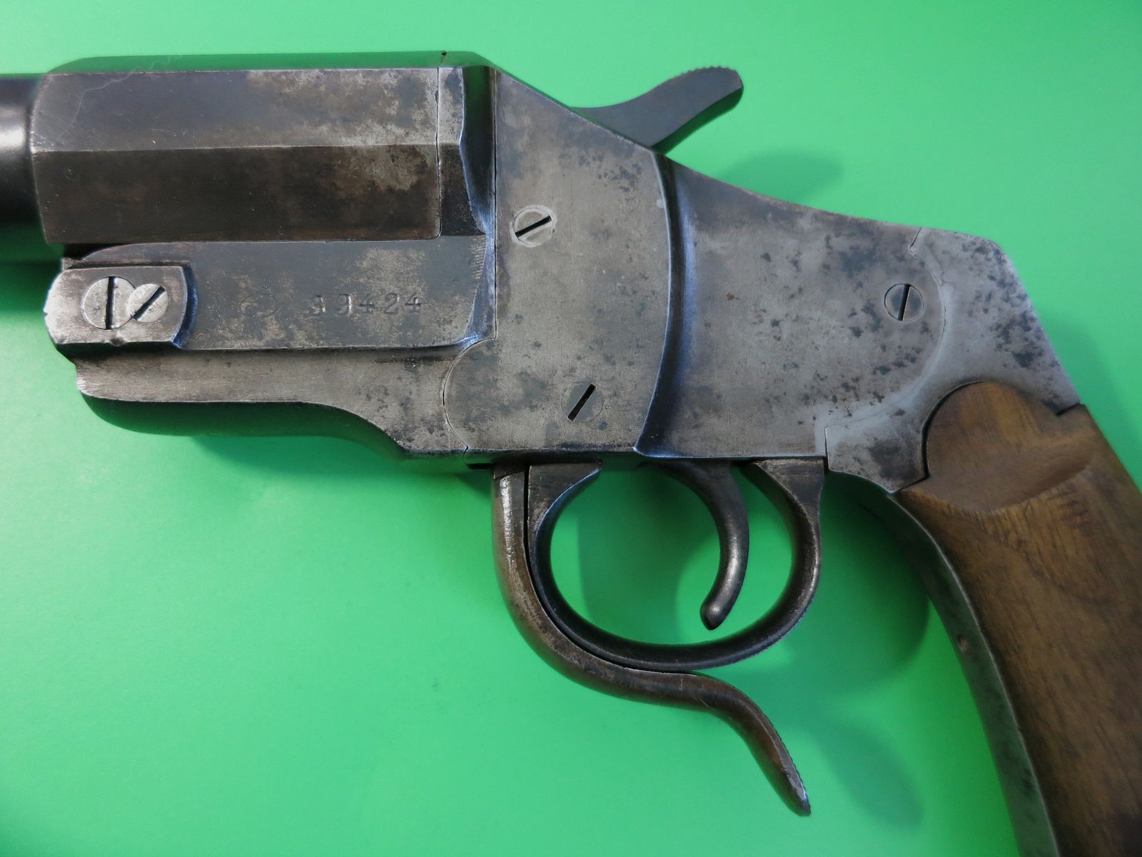 Signalpistole J.G. Anschütz Modell Hebel, Kal. 4, originale Lang-Version, Sammlerrarität    #4
