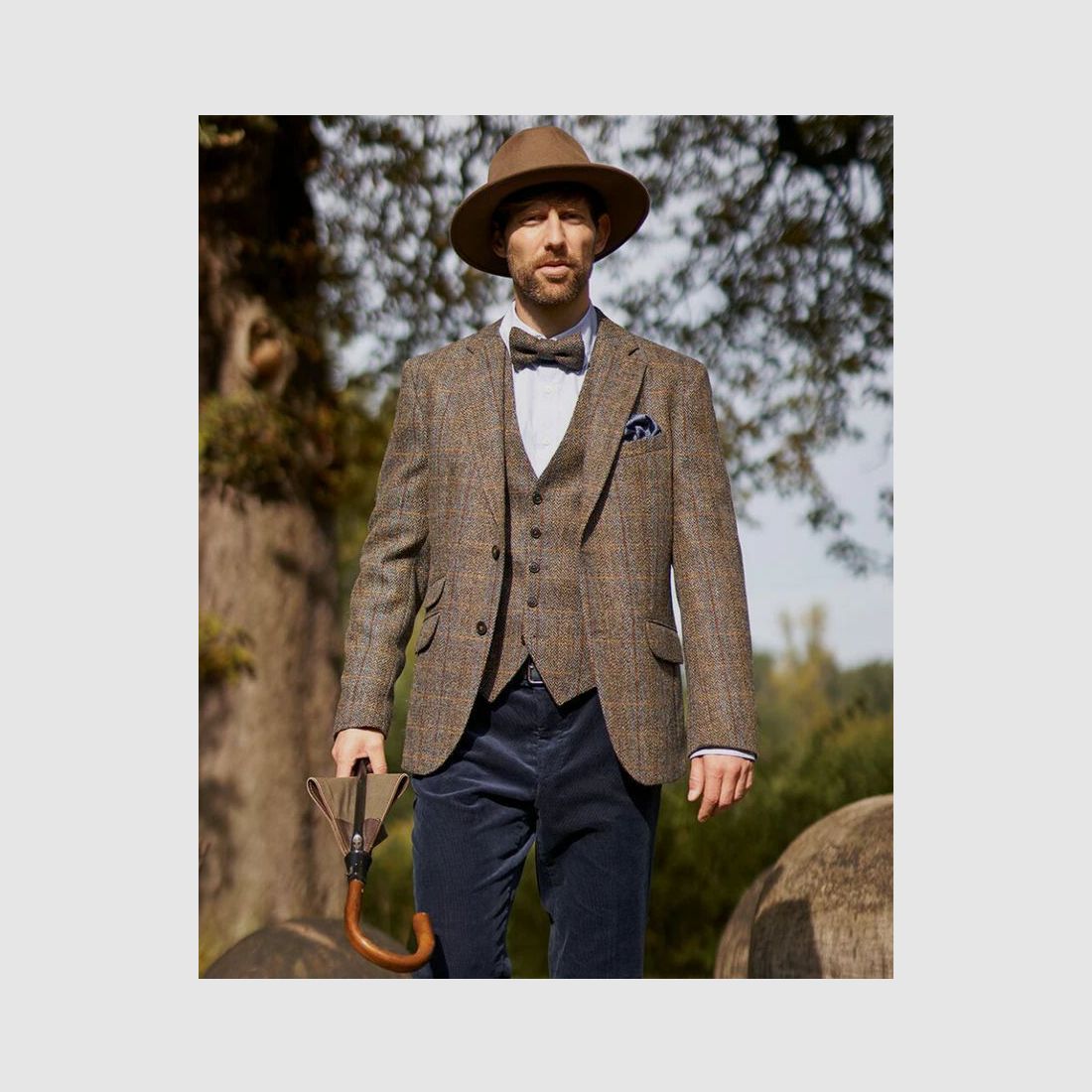 Harris Tweed Sakko in green-blue Herringbone