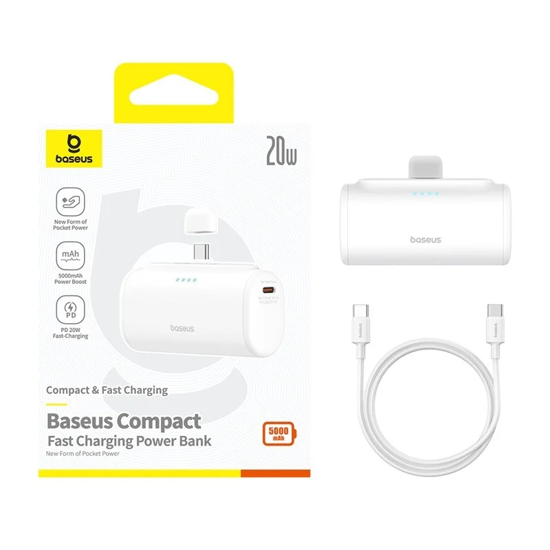 Powerbank Baseus Compact 5000mAh USB-C (biały), zdjęcie 14 z 16
