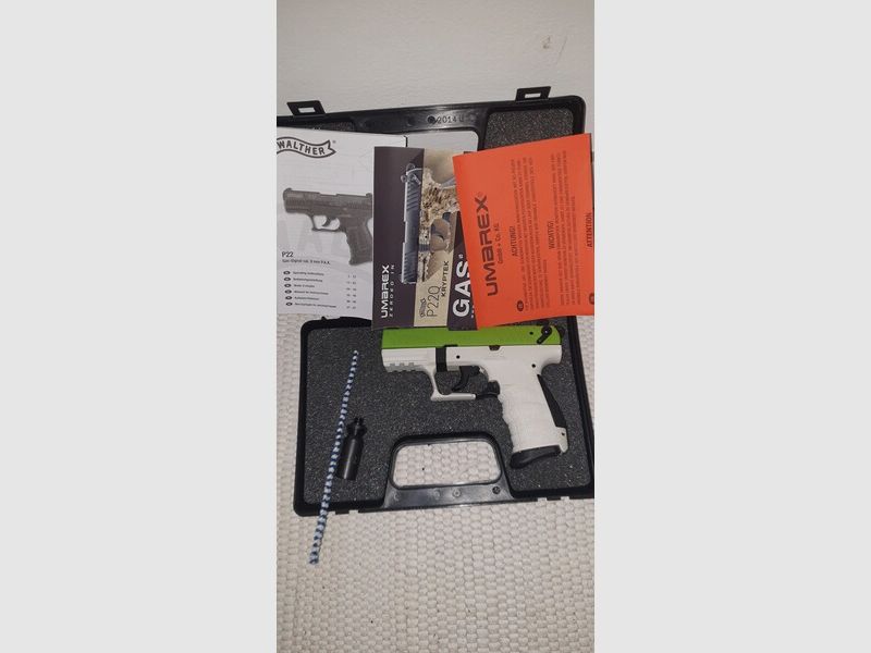 Walther grün weiß Team Edition Green White P22Q P 22 Q P22 9mm PAK Schreckschuss SRS Pistole