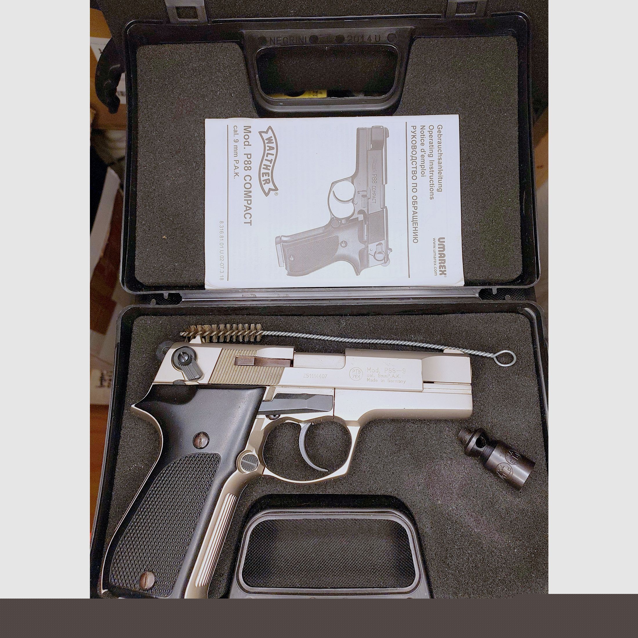 Walther P88-9 (P 88 Compact) Pistolet alarmowy 9mm P.A.K. Nikiel (PTB 764)