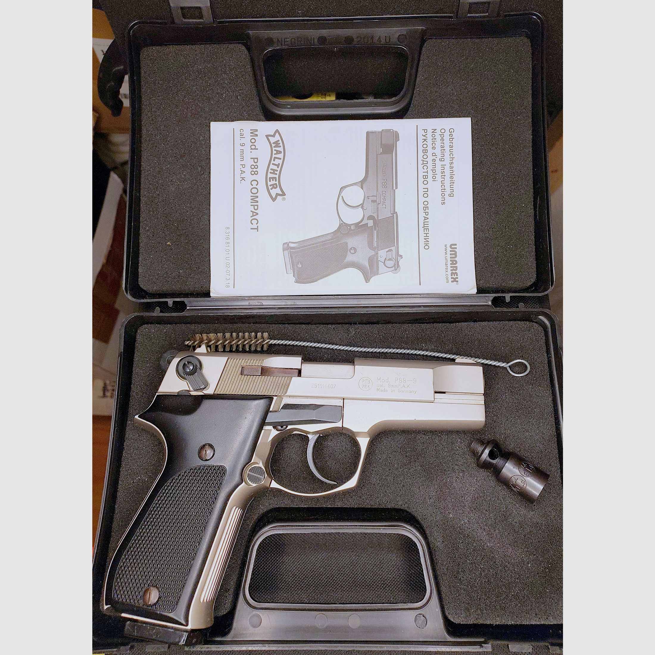 Walther P88-9 (P 88 Compact) pistola a salve 9mm P.A.K. nichelata (PTB 764) 3 magazine