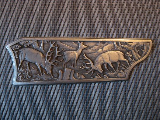 Exclusivangebot zur Blaser R93 - Aufwertung !! TOP Gravur-Seitenplatten aus einer Silberlegierung mit Wildmotiven  NICHT NUR für R93   ! Oder wie wäre es mit Pistolengriff-Käppchen für fast alle Waffentypen  ? Ansehen lohnt sich , garantiert !