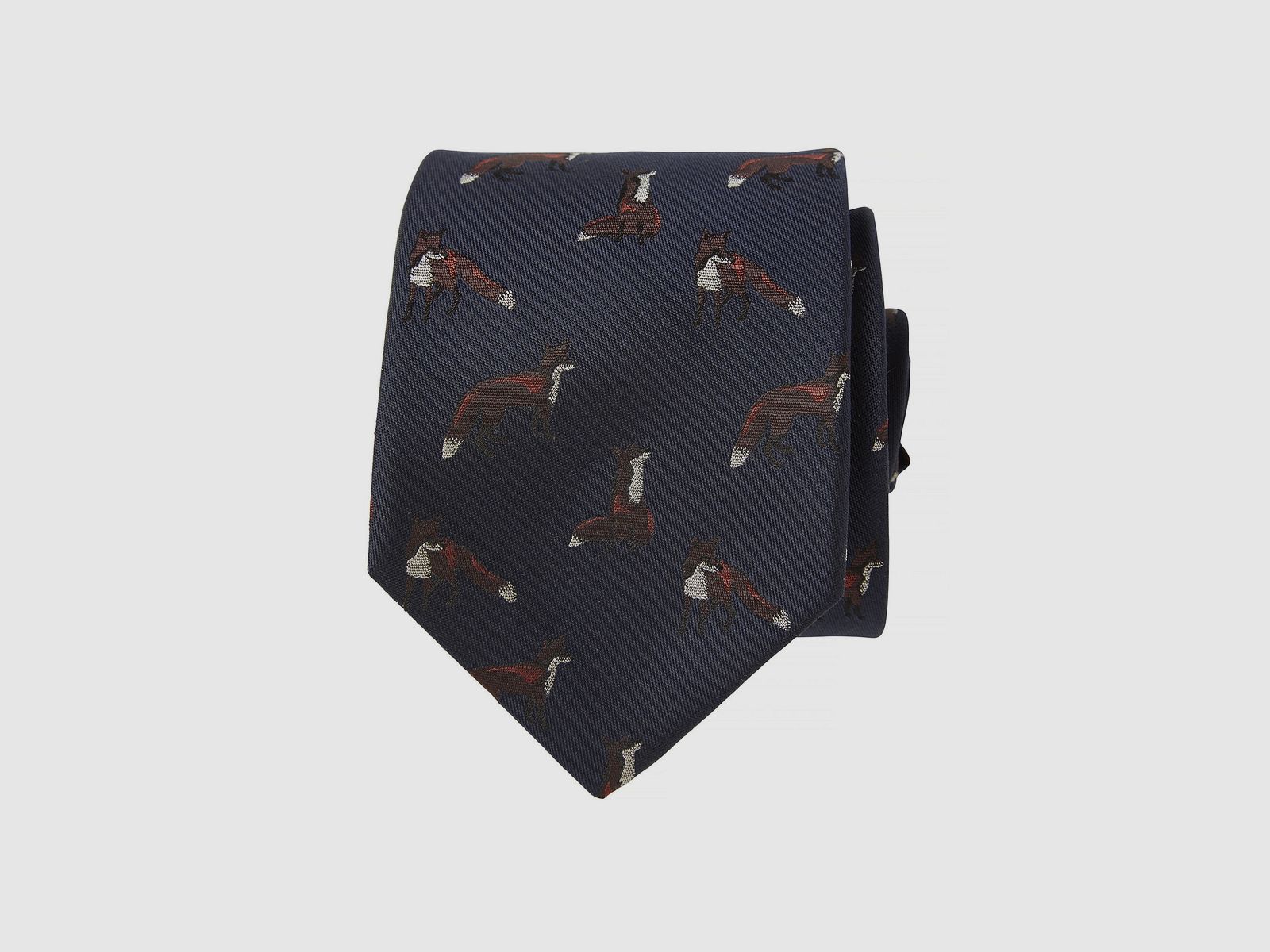 Cravatta in Seta Chevalier Dixter Blu Scuro con Volpi