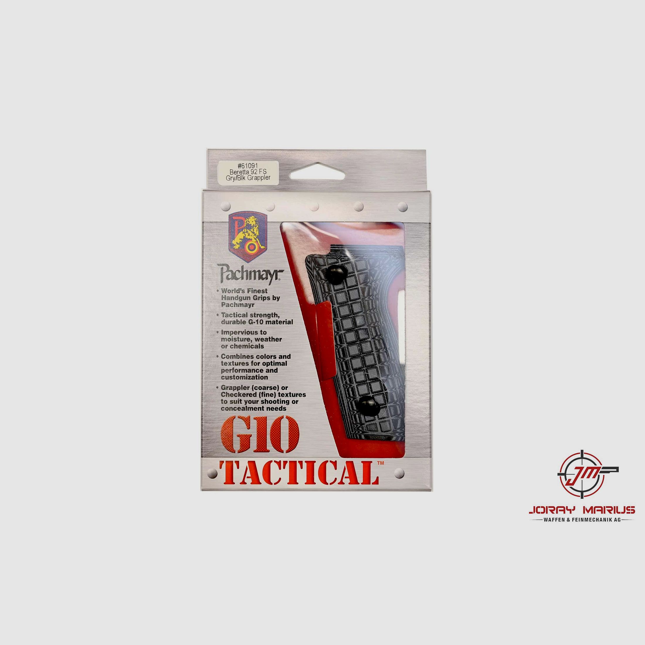 Pachmayr G10 Empuñaduras Tácticas para Beretta 92 FS – Gris/Negro Grappler
