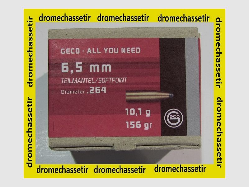 Box mit 50 Geschossen Geco Teilmantel, Kal. 6,5mm (264), Gewicht 156 gr