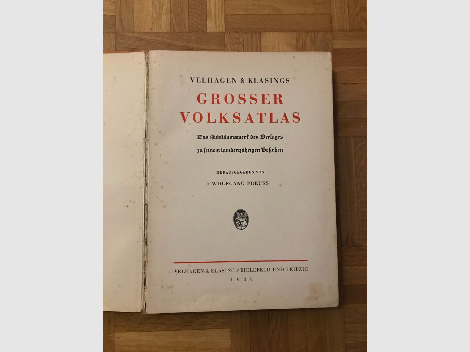 Großer Volksatlas von 1939 mit Landkarte 