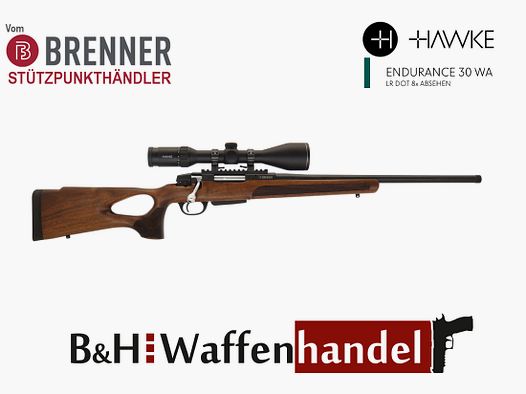 Auf Lager: Brenner Repetierer BR20 Lochschaft mit Hawke Endurance 3-12x56 (Best.Nr.: BR20LSP4) Finanzierung möglich