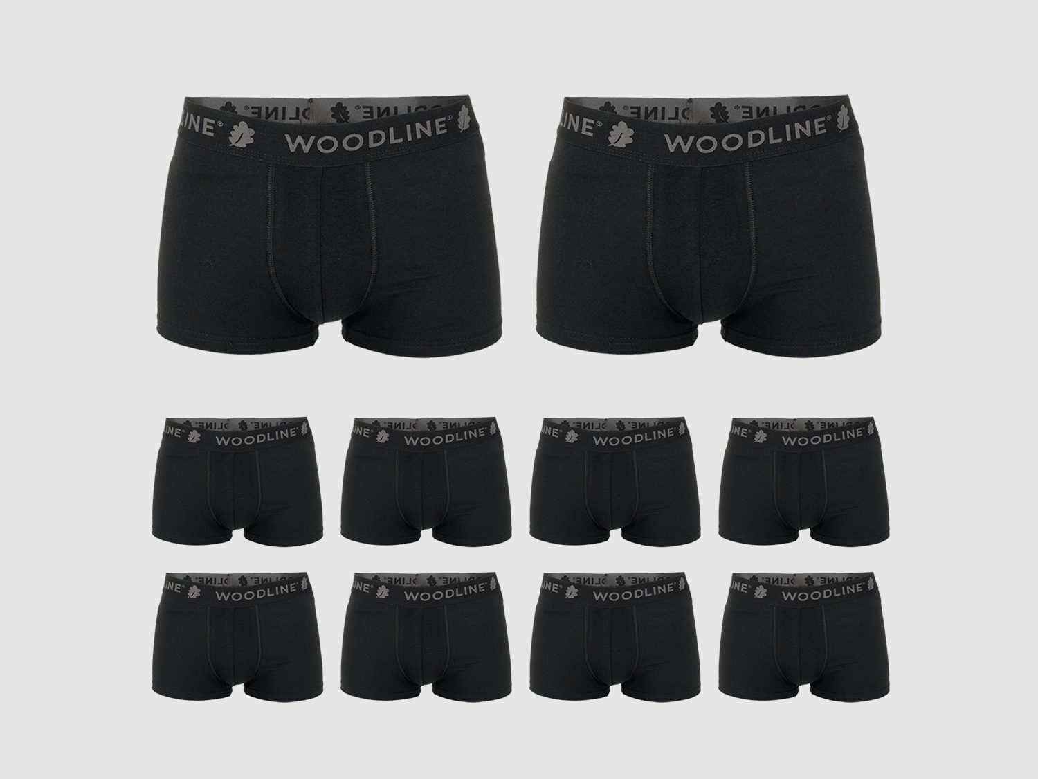 Woodline Boxershorts Schwarz, 10er-Pack