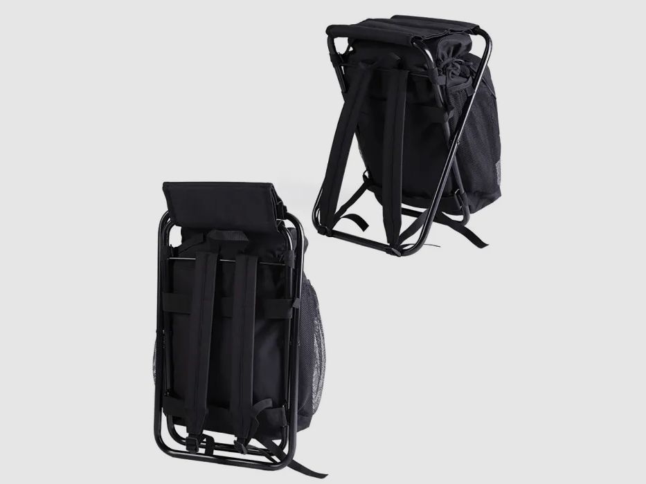 Asiento mochila con taburete, negro