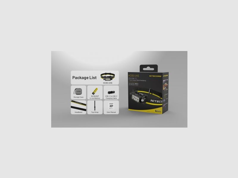 Nitecore HC65 UHE Lampada frontale 2000 lumen, immagine 4 di 7