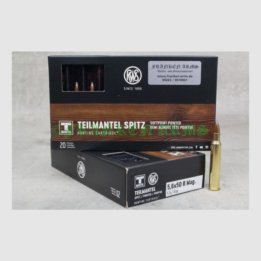 RWS Teilmantel 5,6x50R Magnum 63gr. 4,1g 20 pièces Prix dégressifs