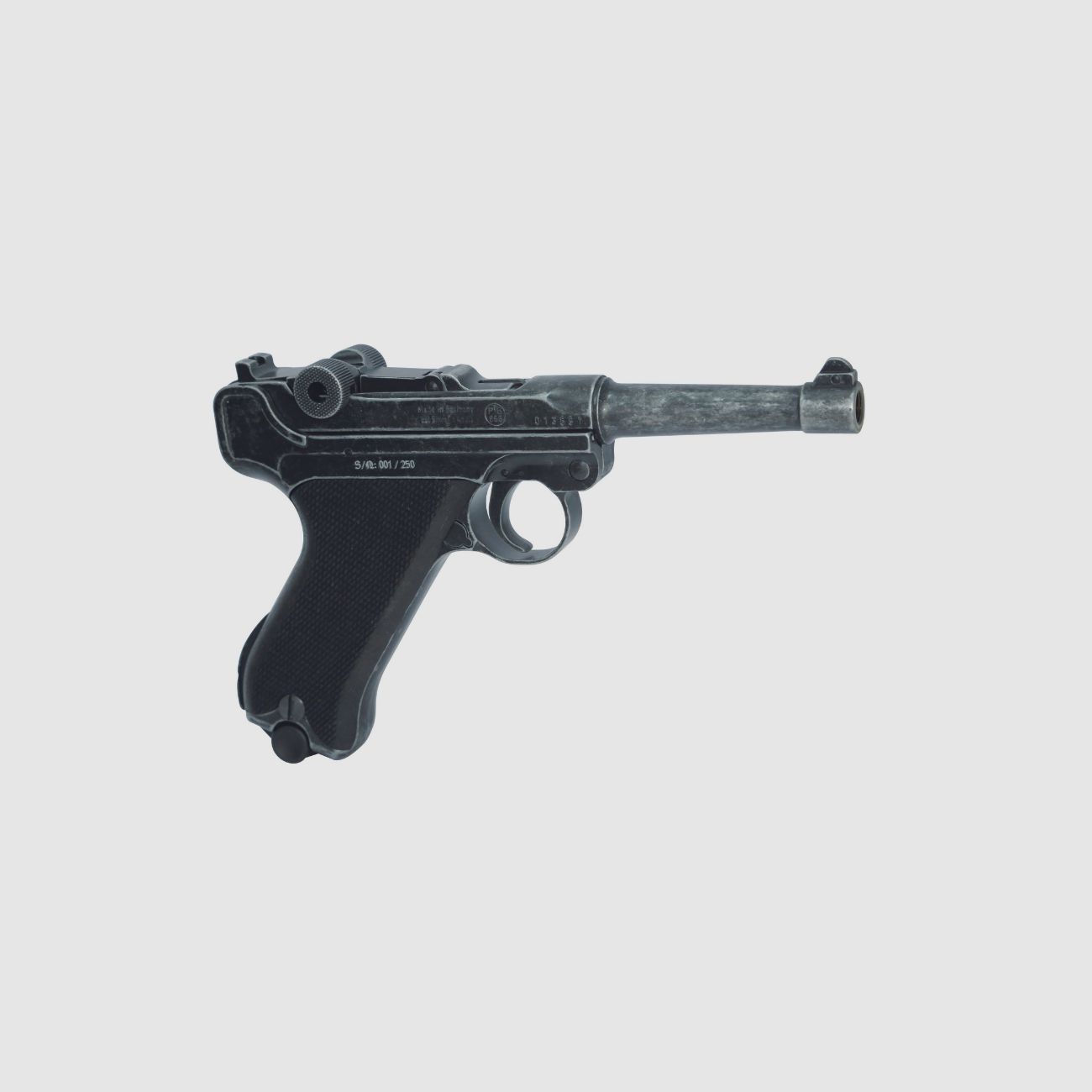 ME P08, arma del anniversario antica 110 anni, manico in legno nero