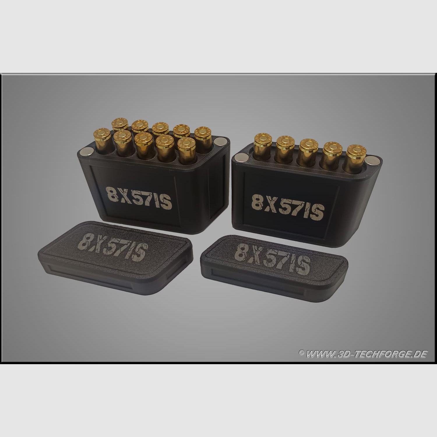 Estuche para cartuchos 8x57 IS magnético (5 / 10 disparos) – Silencioso y sin ruido con inserto de fieltro, muchos otros calibres bajo pedido