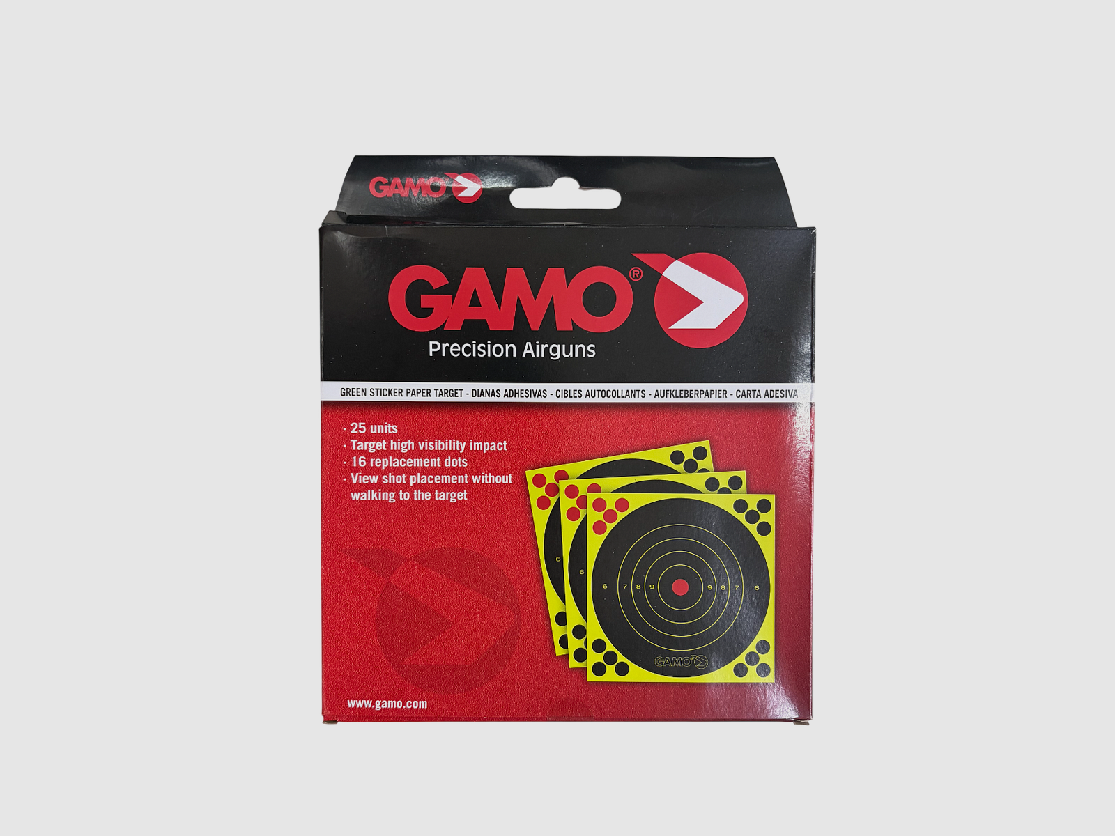 GAMO selbstklebende reaktive Zielscheiben (Packung mit 25 Stück)