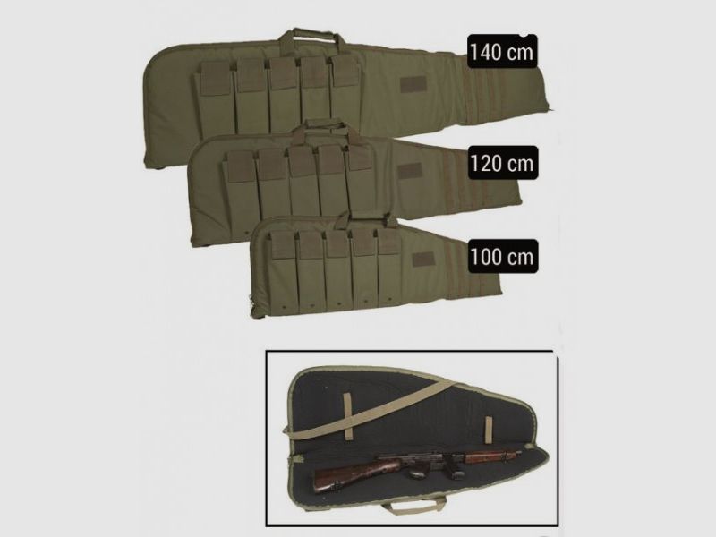 Funda de rifle oliva - con bolsillos laterales - 120 cm
