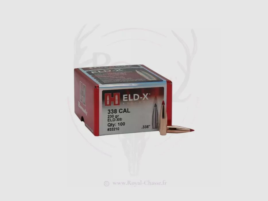 100 ogives Cal.338 D.338 230Grs ELD-X HORNADY