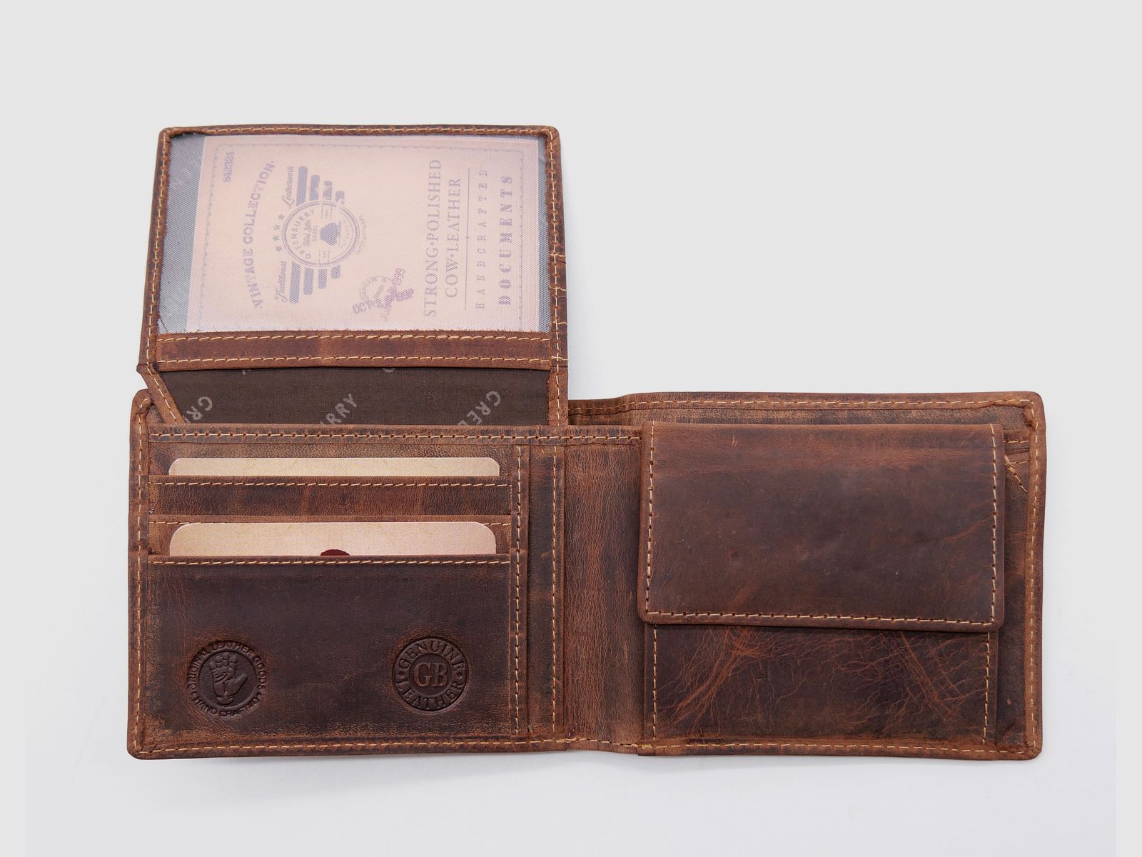 Greenburry Leder Geldbörse braun Vintage Animal Collection Keiler 1705-wildboar-25