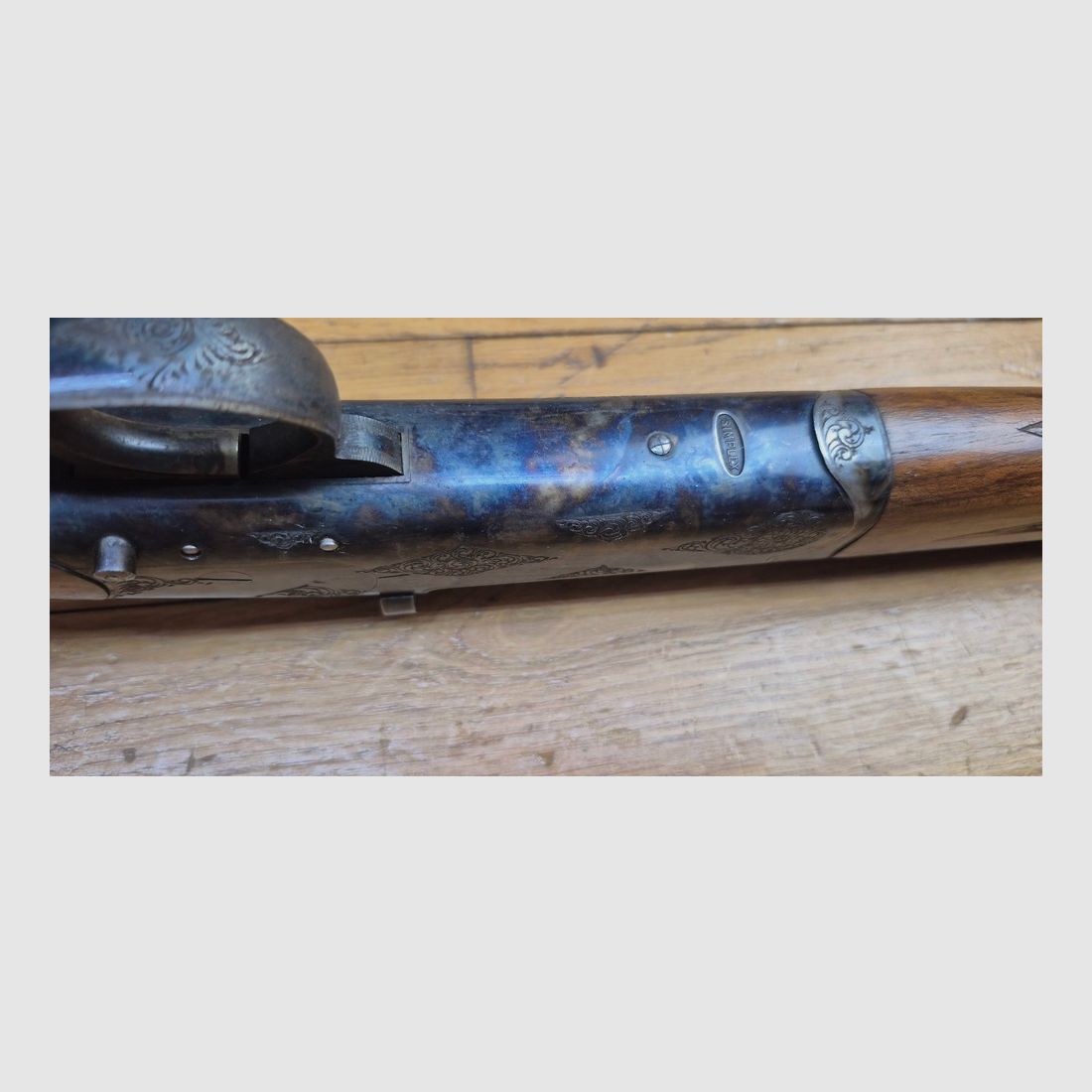 Sehr schönes Exemplar eines FUSIL SIMPLEX — Manufrance Saint-Étienne — Patentiert 1908 — Kal. 16/70 — Luxusversion in Nussbaum — Waffe aus den 50er Jahren — Kaliber 16/70 — Zu reinigen, aber wirklich in ausgezeichnetem Zustand — TBE++, Bild 16 von 38