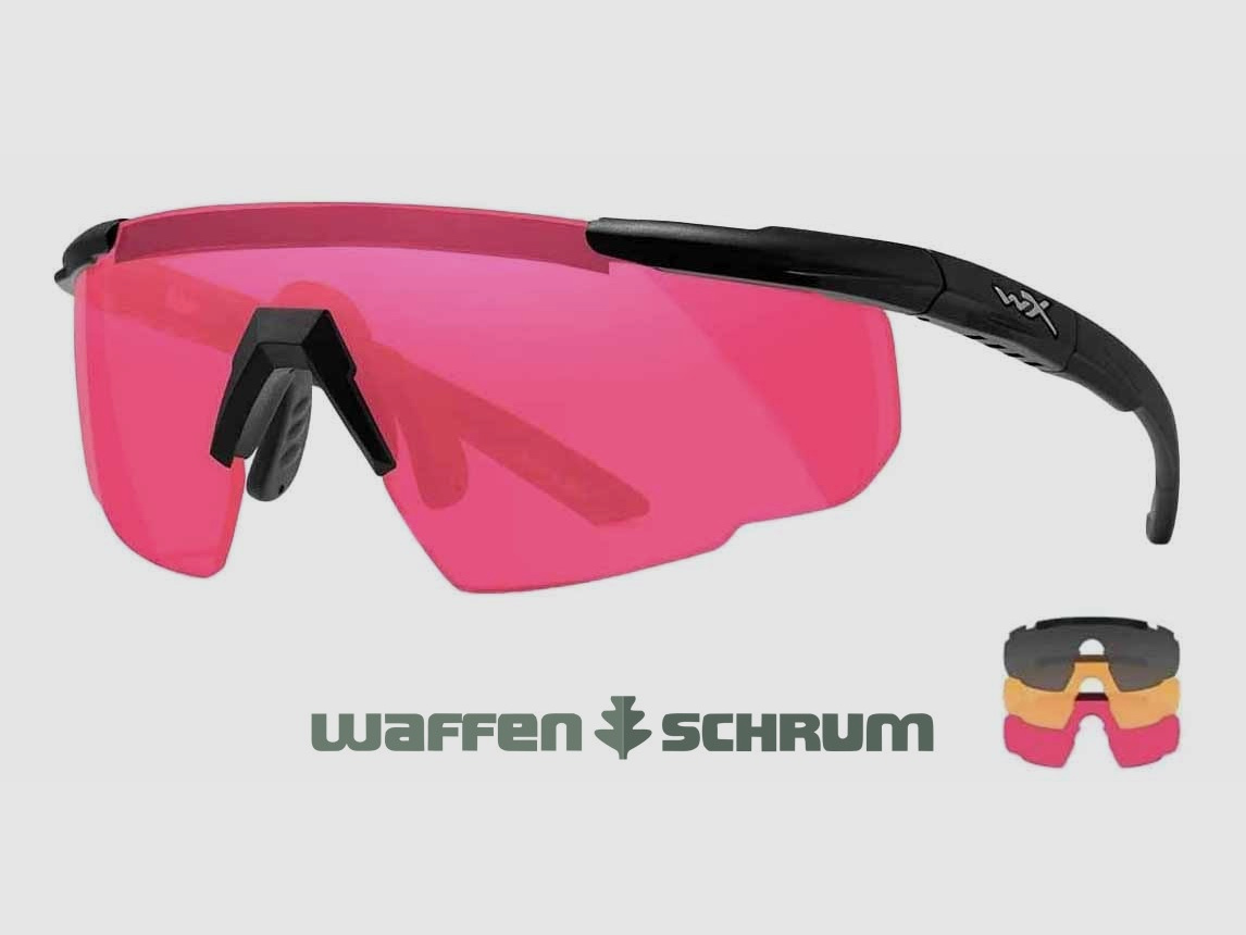 Wiley X Schießbrille Saber Advanced Set Gläser: grau, helles oange, mangenta, Gestell: matt schwarz