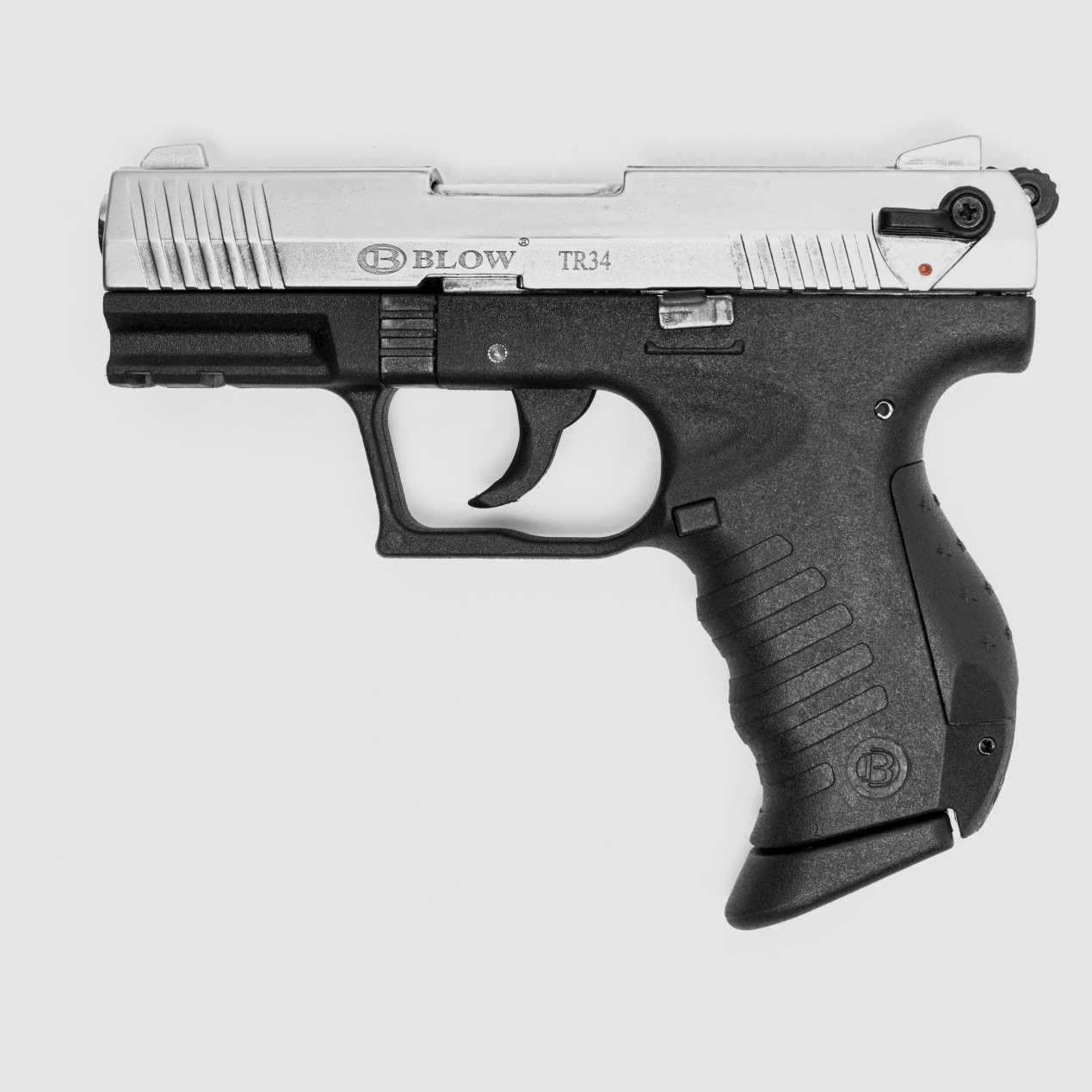 BLOW TR34 Matt Chrome 9mm P.A.K. blank firing pistol replica Walther P22