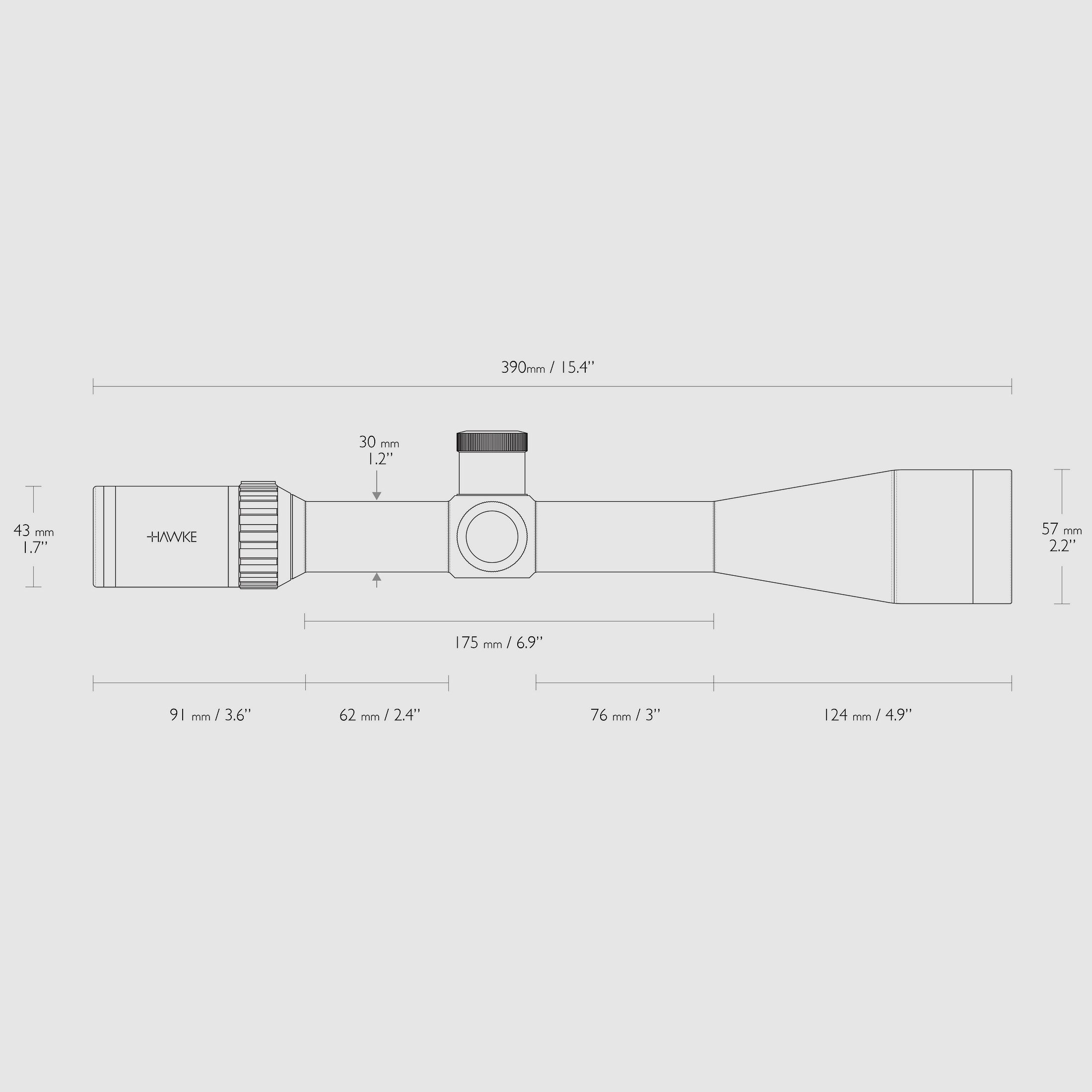 HAWKE 14297 Zielfernrohr Vantage 30WA SF 6-24x50 Half Mil DOT Leuchtabsehen MRAD