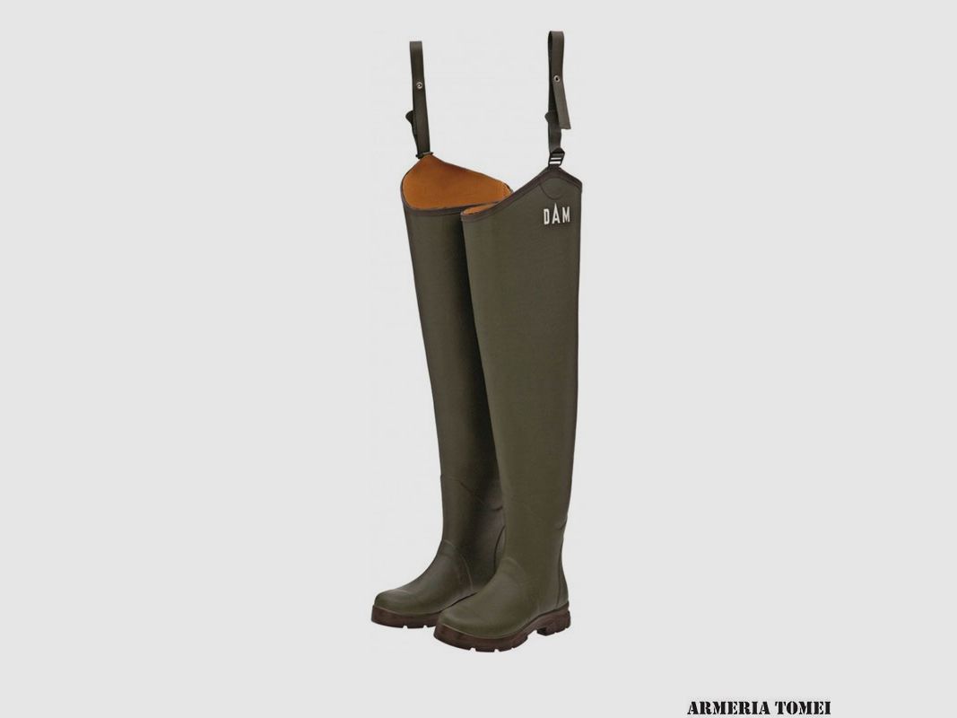 DAM EFFZET – FLEX GUMMI HIP WADER BOOTFOOT CLEATED GRÜN