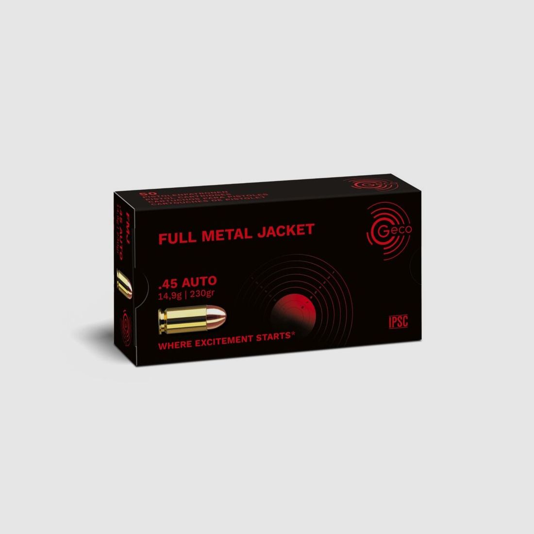 Geco Kaliber .45 VM Pistolen Patronen Inhalt 50 Stück
