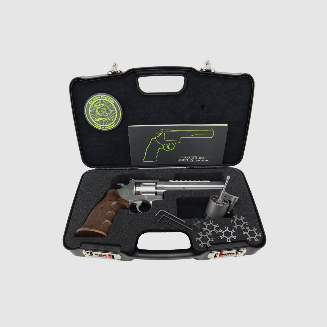 SPOHR 286 Competizione Acciaio 6" Revolver con tamburo intercambiabile Fabbricato in Germania Revolver sportivo da 6 pollici