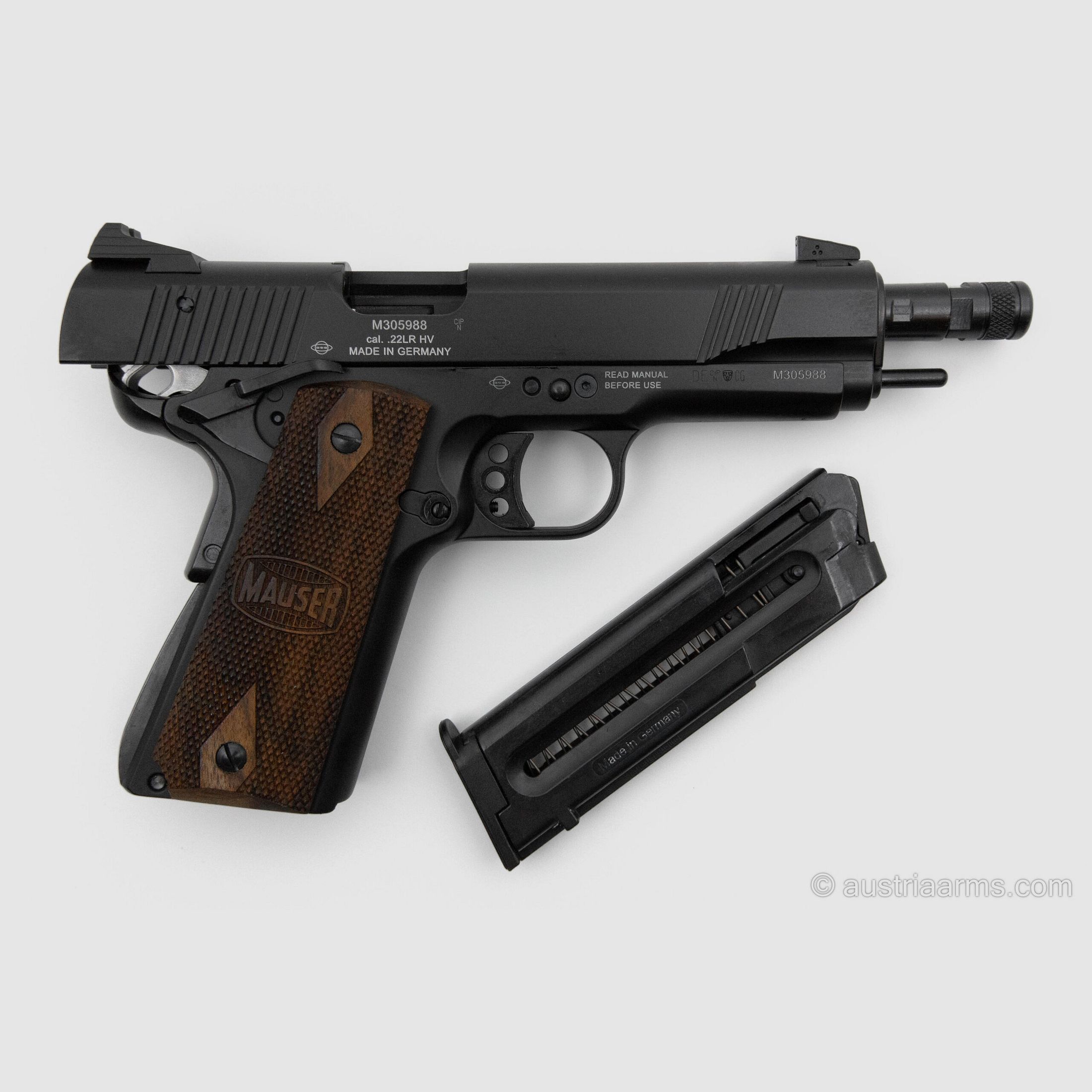 Mauser 1911 Schwarz, Kal. .22lr, Walnuss Griffschalen, Bild 2 von 4