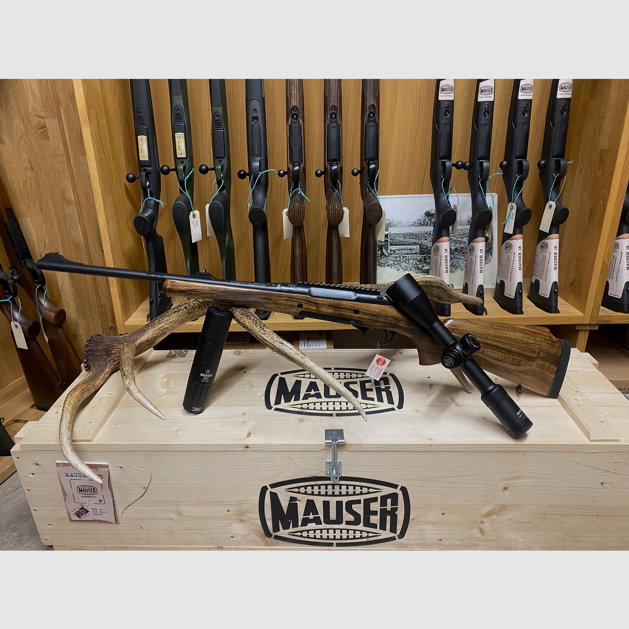 Haenel Jaeger 10 Lady Timber Compact, con Bauer HD 2-16x50 L7F ASV