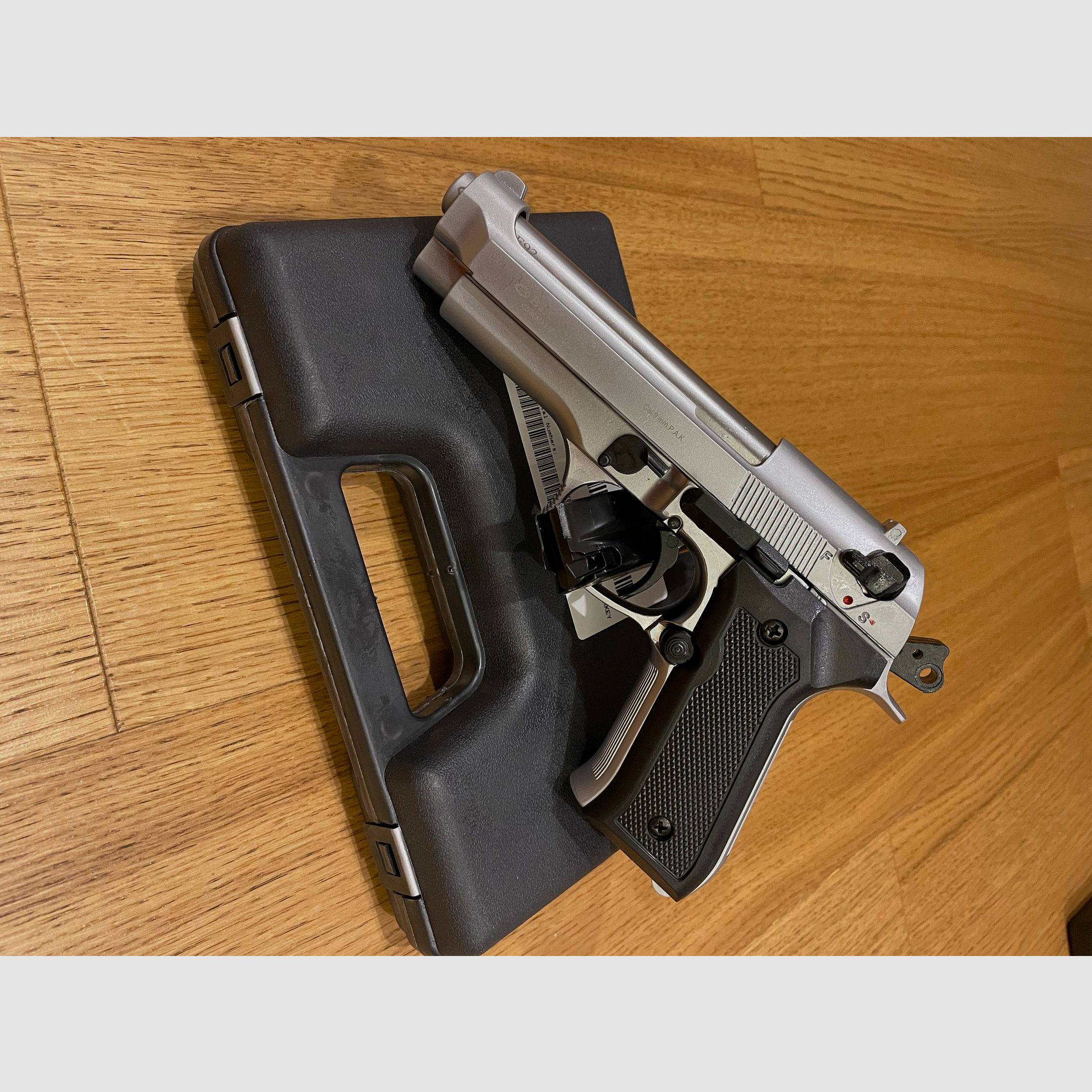 BLOW F92 Chrome Matt – 9 mm P.A.K. / Beretta 92F replica / Replica – EU-brede verzending / EU-Wide Shipping, afbeelding 1 van 3