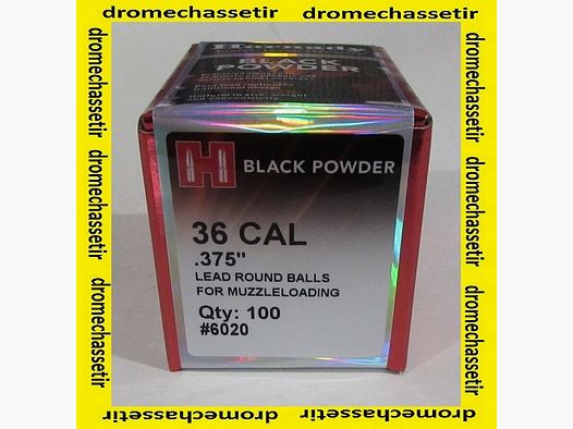 Boite 100 balle ronde poudre noire, cal 36 diametre 375, ref 6020