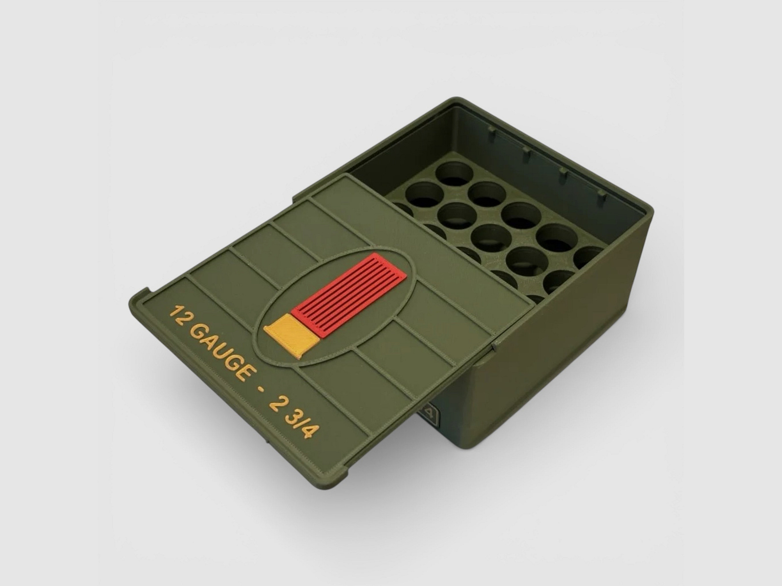 Coconut Innovations Munitionsbox / 12 Gauge 2.75" / 12-70 / ‘Schiebedeckel’ / Patronenbox, Ammo Box