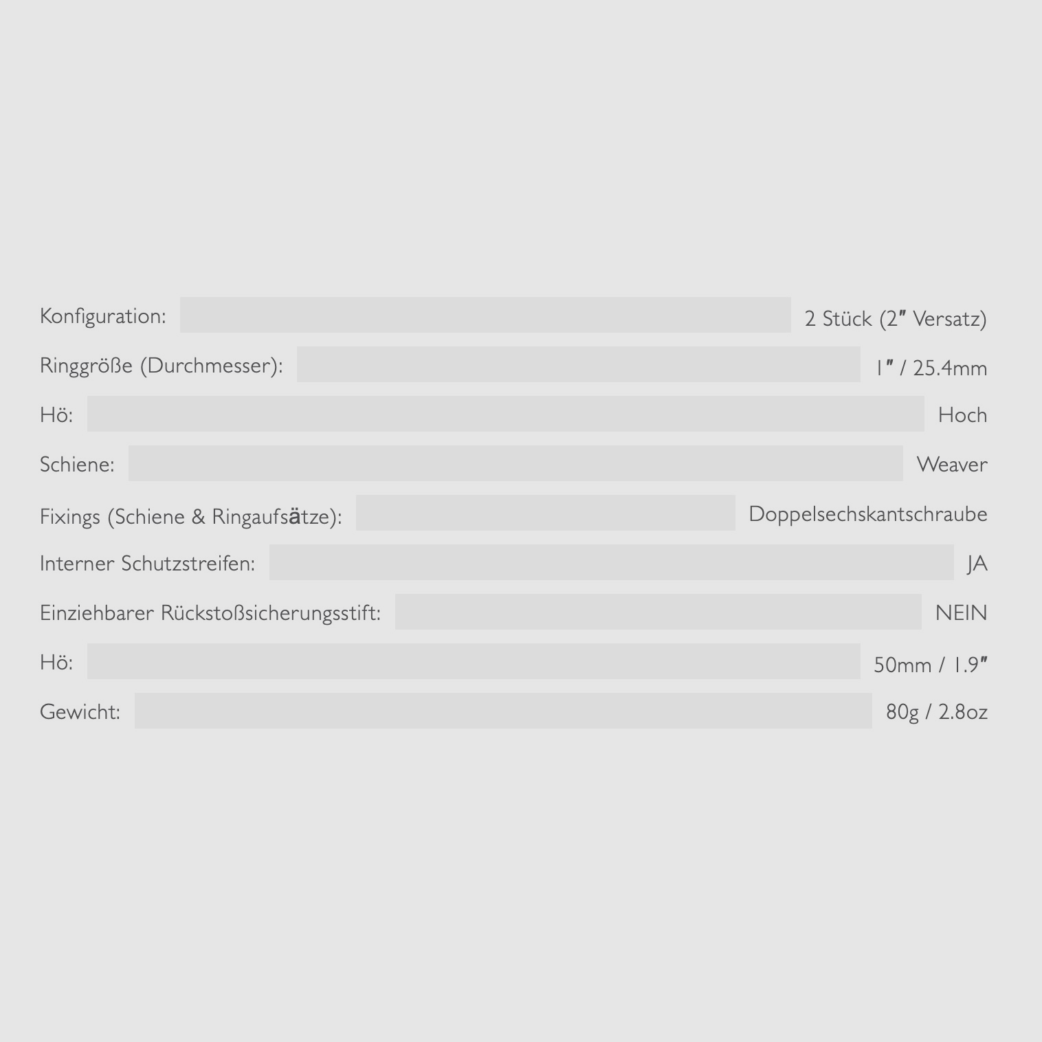 HAWKE 22125 Montaje de anillo 25,4 mm Weaver alto 2 pulgadas tamaño de desplazamiento