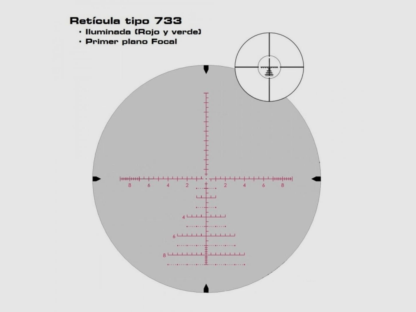 Zasdar 5-25×50 Richtkijker Reticule 733 MRAD Verlicht Rood/Groen, afbeelding 2 van 2