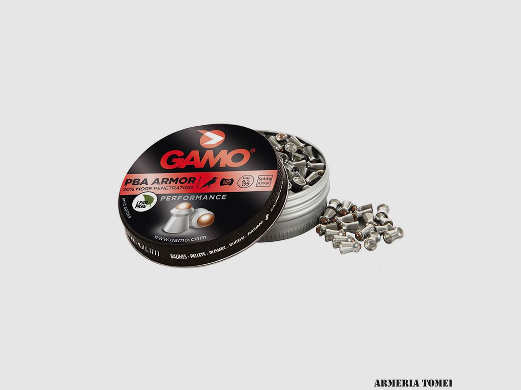 PALLINI DRUCKLUFT – GAMO – PBA ARMOR PERFORMANCE 20 % MEHR DRINGENDE KRAFT KAL. 4,5 – 0,44G / 6,79GR STÜCK 125