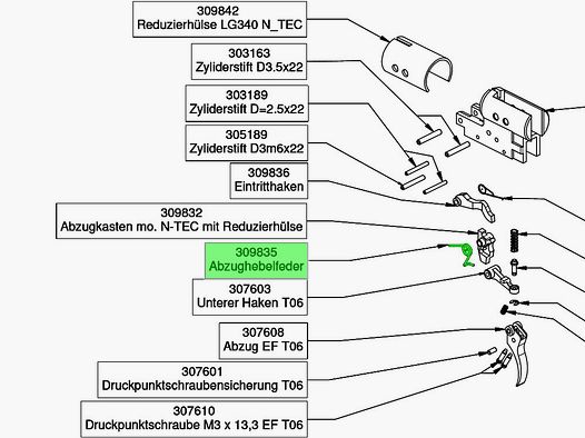 Abzughebelfeder fĂĽr Luftgewehr Diana 350 N-TEC, Ersatzteil