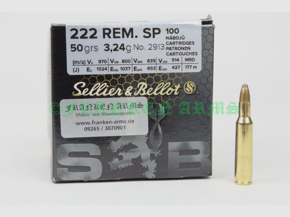 Sellier&Bellot .222 Rem. SP 50gr. 3,24g 100 sztuk
