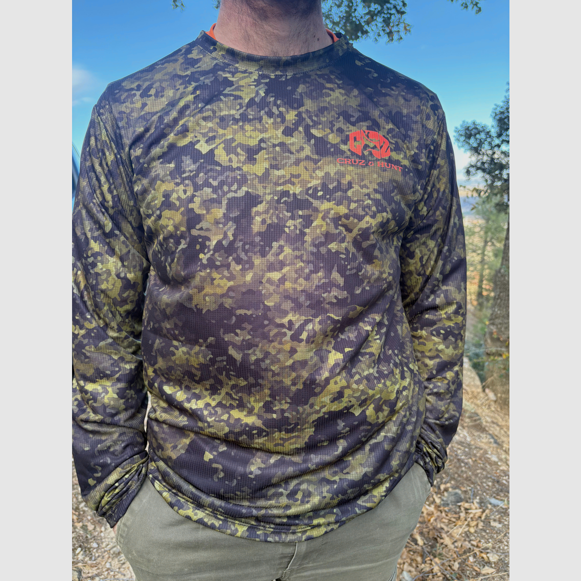 TECHNISCHES LANGARM-T-SHIRT TARNMUSTER WALD CRUZ & HUNT