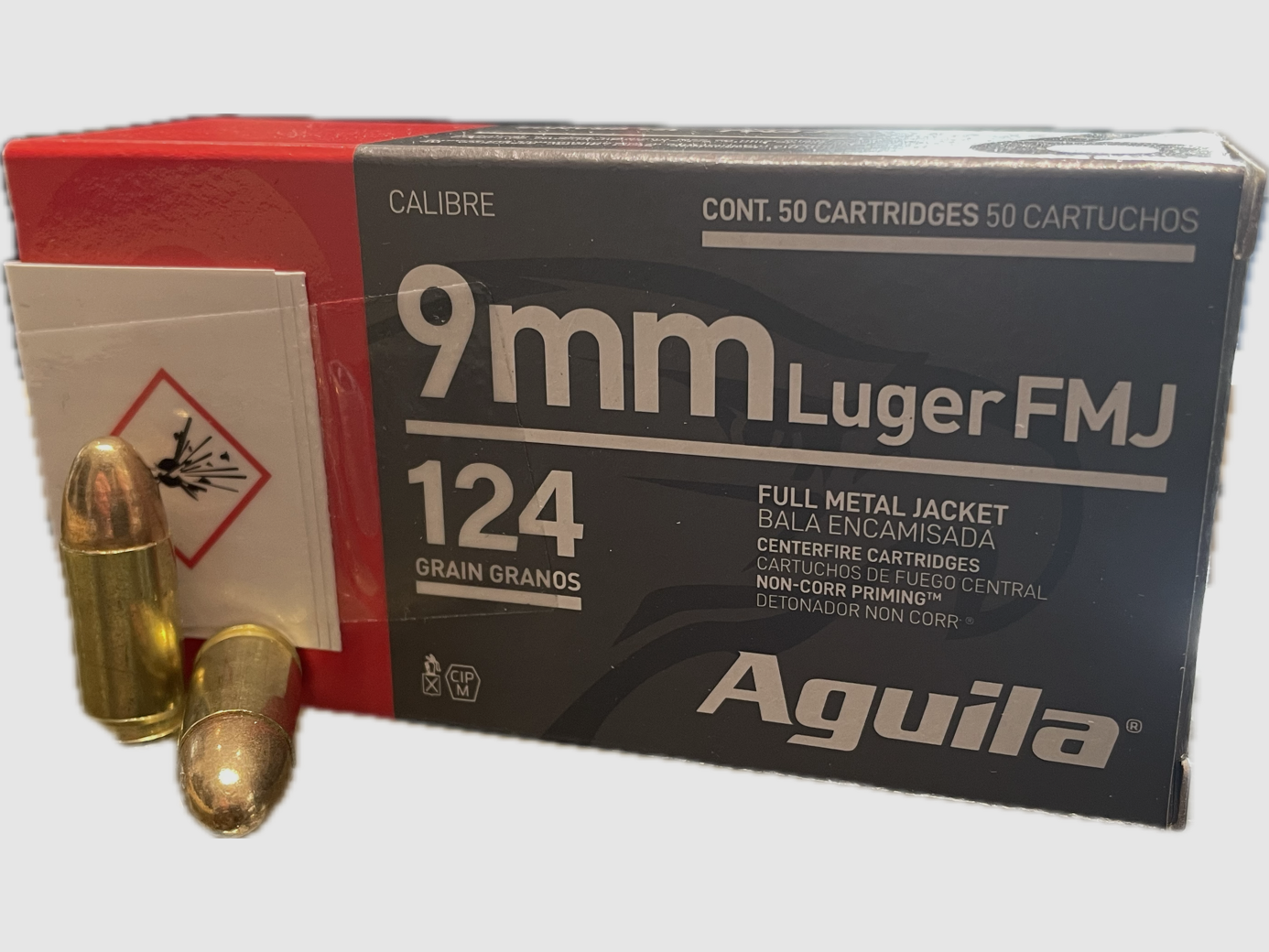 AGUILA 9MM LUGER MUNITIONS - 124GR. - 50 CARTOUCHES, image 1 sur 3
