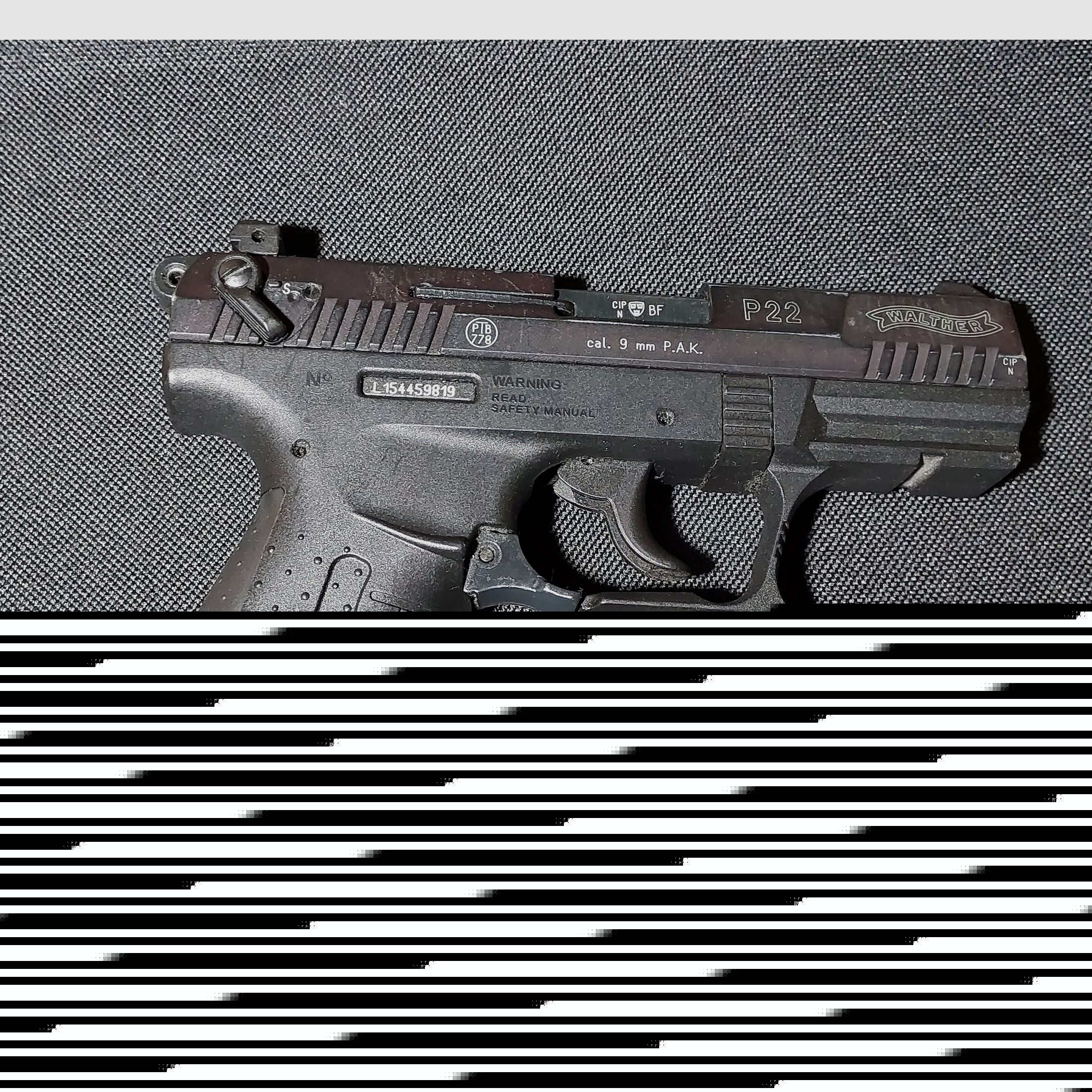 Walther P22 (P 22 Classic) pistola de fogueo 9mm P.A.K. negra (PTB 778) con nuevo holster Normani