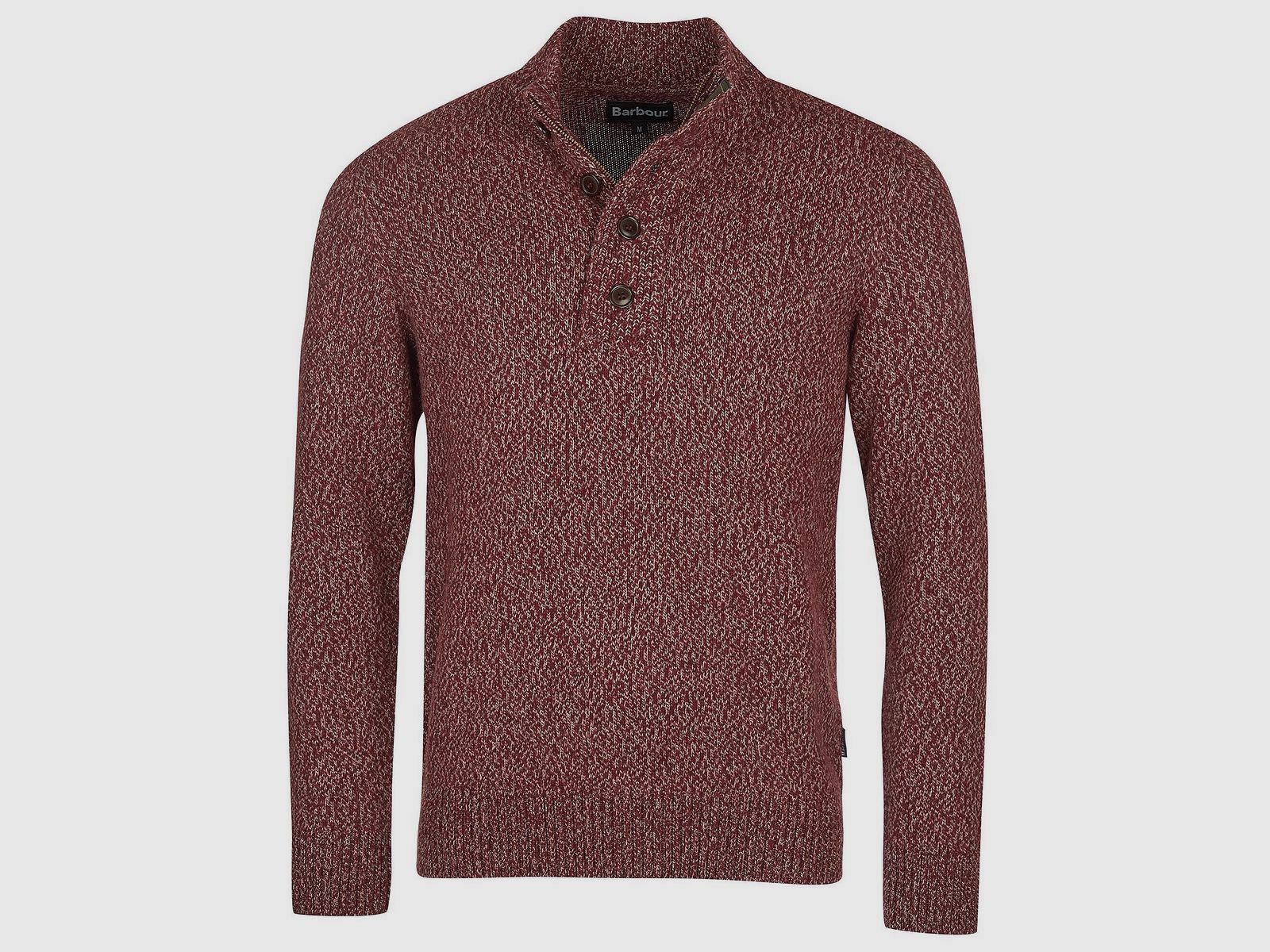 Barbour Sid Half Zip Jumper Crimson Marl, afbeelding 1 van 2