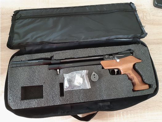 Pressluftpistole Diana Bandit Gen II Holz-Matchgriff mit Fischhaut  Magazin Schalldämpfer Kaliber 5,5 mm 